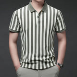 Riolio  European Slim-fit Striped Men's Polo Shirt T-shirt with Collar New Casual Summer Short-sleeve Top T-shirt
