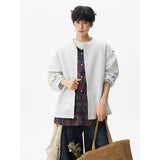 Riolio  Jacket men Stand Up Collar Single Breasted Fake Two Piece Jacket Autumn Thin Ethnic Print Patchwork Mens Outerwear Coat men new