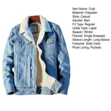 Riolio Men Winter Autumn Jacket Denim Inner Fleece Thicken Winter Jeans Jacket Coat Men's Turn-down Velvet Jacket Mens Fur Parkas