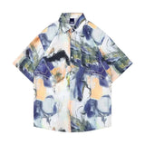 Riolio New Retro 3D Printed Ice Silk Shirt For Men Hip Hop Fashion Short Sleeve T Shirts Summer Hawaiian Y2K Streetwear T-shirts