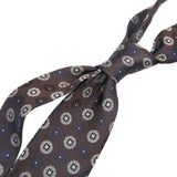 Riolio  2PCS Neck Tie Set Luxury Brown Floral Dots Neckties Khaki Striped Handkerchief Polyester Woven Pocket Square Shirt Accessories
