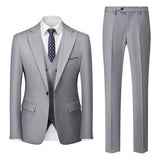 ( Jacket + Vest + Pants ) Solid Color Office Business Formal Men's Suit Three Piece Set Groom Wedding Dress Party Tailcoat