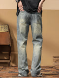 Riolio New Summer Straight Baggy Jeans Men Wide Leg Denim Trousers Streetwear Retro Style Blue Casual Cotton Loose Long Jean Pants