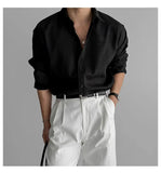 Riolio Lapel Pit Stripe Texture Long Sleeve Shirt Men's Casual Business Shirt High-end Drapery Light Versatile Top Male Blouse