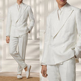 Riolio  Men's Suit 2 Pieces Blazer Pants Peaked Lapel Double Breasted Groom Formal Work Wear Slim Fit Plus Size