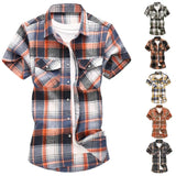 Riolio  Summer Hot Sale Of The Season Men's Checkered Shirt Short Sleeve Large Size Trendy Youth Casual Korean Style Fashionable Double