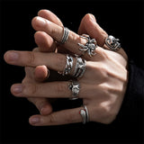 Riolio Gothic Skeleton Unisex Ring Set Punk Grunge Butterfly Frog Woman Man Jewelry Hip Hop Party Street Ring Accessories New Gift