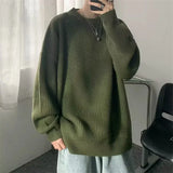 Riolio 2025 Autumn Crew Neck Solid Color Pullover Sweaters For Men Casual Y2K Knitted Sweater High Street Fashion Jumpers Hombre