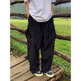 Riolio  Japanese Retro Multi-pocket Overalls for Men Women Trendy Brand Loose Drapey Wide-leg Pants Versatile Long