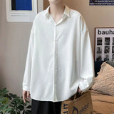 Riolio  Young Style Korean Street Casual Shirts Fashion Office Lady Loose Solid Spring Summer Thin Simplicity Men's Clothing Handsome