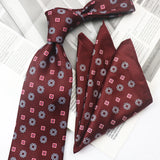 Riolio  2PCS Neck Tie Set Casual Floral Printed Neckties Oversized 9cm Luxury Striped Silky Neck Ties For Men Pocket Square Groom Hanky