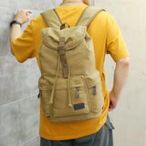 Riolio  Retro men's backpack trendy canvas men's bag middle school student schoolbag large capacity outdoor backpack leisure travel bag