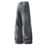 Riolio Punk Style Trend Fashion Ripped Jeans Straight leg jeans new wide leg pants Hip Hop Clothing