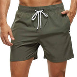 Riolio Men's Swim Trunks Beach Shorts Drawstring with Mesh Lining Elastic Waist Plain Breathable Soft Casual Daily Streetwear