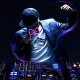 Riolio  LED Suspender Light Up LED Bow Tie Illuminated Belt Clips-on Braces Vintage Novelty Elastic Adjustable Suspender For Club Patry