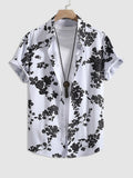 Riolio Floral Pattern Shirts for Men Button Up Short Sleeves Turn-down Collar Shirt Summer Streetwear Vacation Tops Z5082006