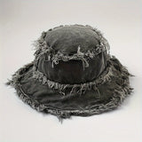 Riolio  Fashion Vintage Distressed Denim Bucket Hat, Wide Brim Outdoor Summer Beach Sun Cap