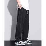 Riolio  Autumn Winter Elastic Waist Loose Loose Casual Straight Pants Homme Drawstring Comfortable Sweatpants Male All-match Trousers