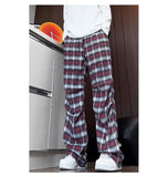 Riolio  casual pants  men 2025 New Autumn Men Plaid Pants Loose Straight Leg Casual Trousers Trendy Youth Fashion Comfortable