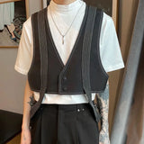 Riolio  Summer New Niche Design Outer Workwear Korean Style High-end Functional Cargo Suit Vest Men's Jacket Trendy Vest Aesthetic Chic