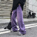 Riolio Purple Jeans for Men Spring and Autumn Straight Loose Trousers Oversize Casual Wide Leg Pants High Street Fashion Male Clothing