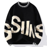 Riolio Trendy Men's Loose-Fit Knitted Sweater Casual Thickened Warm Round Neck Autumn/Winter Perfect For High School Students