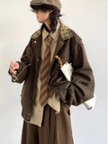 Riolio Retro Japanese Sle Men's Plaid Jaet Spring Autumn Loose Casual Embroidery Outerwear Youth Faion Classic id Coat