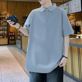 Riolio  Solid Color Polo Shirt Versatile Comfortable Casual Men's Top Trendy T-shirt Spring Summer High Quality Fashionable Minimalist