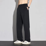 Riolio  Men's Casual Straight Leg Pants Ice Silk Breathable Trousers Lightweight Elastic Waist Loose Fit Streetwear