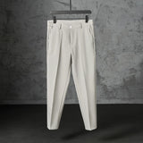 Riolio New Fashion Male Suit Pants Light Luxury Draped Cropped Button-down Business Casual Pants Premium Slim-fit Elegant Dress Trouser