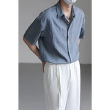 Riolio  Men's Black Textured Short Sleeve Shirt Casual Button Down Loose Fit Summer Top