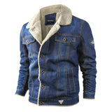 Riolio Large Size Denim Jacket Autumn Winter Thickened Warm Wind-Resistant High Quality Men Clothing Comfortable Hot Roupas Masculinas