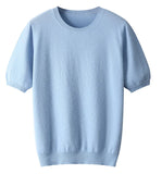 Riolio  Cashmere T-shirt Men Base Layer Merino Shirt Wicking Breathable Short T-shirt Luxury Clothing Big Size