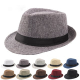 Riolio Trendy Wide Brim Men Straw Hat Women Summer Solid Color Fedoras Jazz Sun Cap Outdoor Casual Panama Cowboy Hats