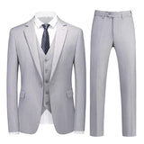 Riolio  M-6XL Double Vent Mens Suit ( Blazer+Vest+Pants) Solid Color Formal Office Business Suit Three-piece Groom's Wedding Dress Party
