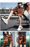 Riolio  Men's New Elastic High Waist Loose Work Camouflage Casual Multi-pocket Sports Shorts