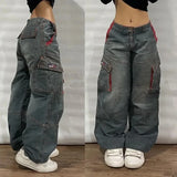 Riolio Streetwear New Stylish Three-dimensional Pocket Washed Baggy Jeans Men Y2K Gothic Retro Popular Casual High Waist Wide Leg Pants