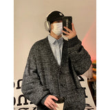 Riolio  Autumn Winter New V-neck Cardigan Men's Loose Casual Knitted Sweater Trendy Daliy Simple All-match High Street Soft Coats