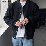 Riolio Men Sweaters Solid Color Knitted Lapel Long Sleeve Button Casual Male Cardigan Streetwear Korean Outerwear INCERUN S-5XL