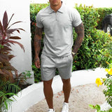 Summer Clothing Men's Luxury Tracksuit Set Casual Short Sleeve Solid Color Polo Shirt+Shorts Streetwear 2 Piece Suit 2024 New