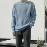 Riolio  Autumn and winter loose shoulder sweater for young men Japanese retro pineapple needle jacquard lazy round neck knit sweater