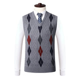 Riolio  Autumn Winter Mens Knitted Sleeveless Jacket Man V-Neck Warm Jumper Knitted Waistcoats Men Wool Pullovers Sweater Vests Clothing