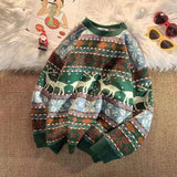 Riolio Ugly Christmas Sweater Deer Knitted Oversized Pullovers Soft Warm Quality Harajuku Festival O-Neck Vintage Casual Mens Clothing