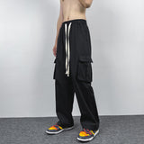 Riolio Large Pocket Loose Straight Cargo Pants 100% Cotton Men's Summer  Japanese Retro Casual Straight Pants Streetwear Baggy Pants