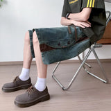 Riolio Mens Loose Fit Summer Denim Shorts Elastic Waist Washed Blue Side Personality Design Casual Comfortable Fashion Trendy Outdoor