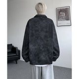 Riolio  Collar Sweatshirt Mens Layered V Neck Pullover Fake Two Piece Streetwear Casual Hoodie Jacket Fall 2025 New Tie Dye Design