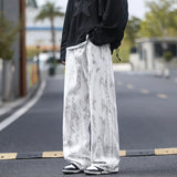 Riolio  Jeans Mens Classic Straight Leg Jeans White Tie Dye Denim Pants Unisex Fashion Casual Trousers Streetwear Hip Hop Style Washed