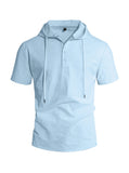 Riolio  Men's Linen Blend Hooded Polo Shirt Summer Casual Short Sleeve Solid Beach T-shirt