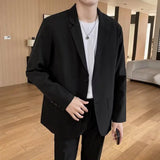 Riolio WELL DRESSED MEN Shoulder Padded Blazer Men Slim Fit Fashion Social Mens Dress Jacket Korean Casual Suit Jacket Mens Office Formal Jackets Coat