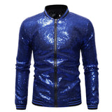 Riolio Shiny Sequins Sparkle Bomber Jacket Men Newest Gold Glitter Striped Zipper Mens Jackets And Coats Party Dance Show Clothes